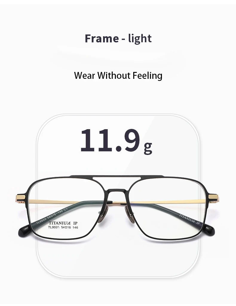 Light Pure Titanium Frames Retro Polygon Spectacle Pilot Ultra Double Bridge Customized Optical Prescription Eyeglasses Man