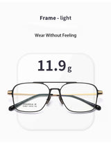 Light Pure Titanium Frames Retro Polygon Spectacle Pilot Ultra Double Bridge Customized Optical Prescription Eyeglasses Man