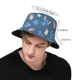 Unisex Kawaii Bucket Hats Funny Stitch Cartoon Accessories Bob Hat For Beach Headwear Lightweight