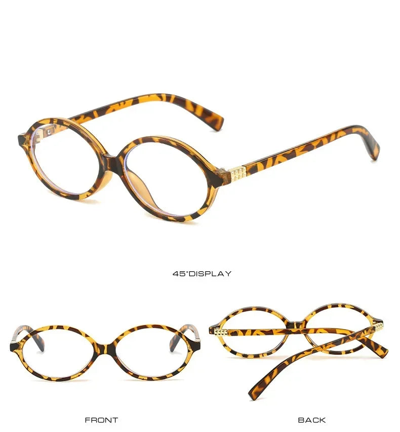 Elliptical Artistic Style Myopia Glasses Retro Small Frame Flat Lenses Ultra Light Finished Near Sight Eyewear Fashion Goggles