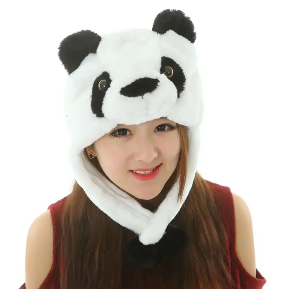 Soft Plush Animal Hat Moving Ears Hat Headgear Ears Airbag Cap Ear Protection Earmuff Funny Toys Neck Warmer Winter Warmer