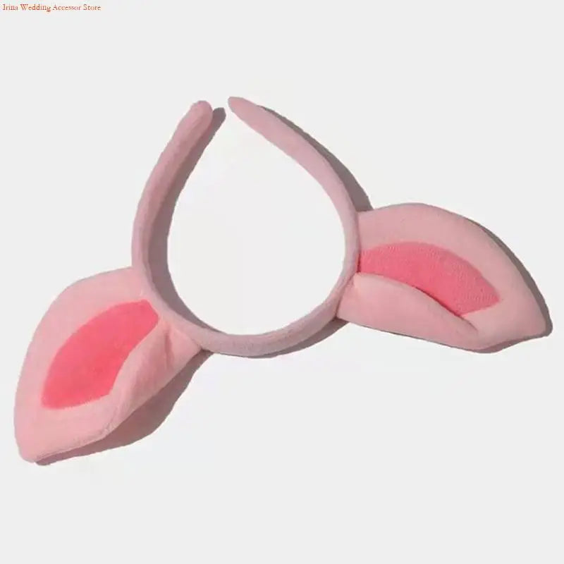 G92D Simple Sweet Hair Accessories Women Students Washing Face Hairband Little Pig Ears Headbands Plush Cartoon Hair Hoop