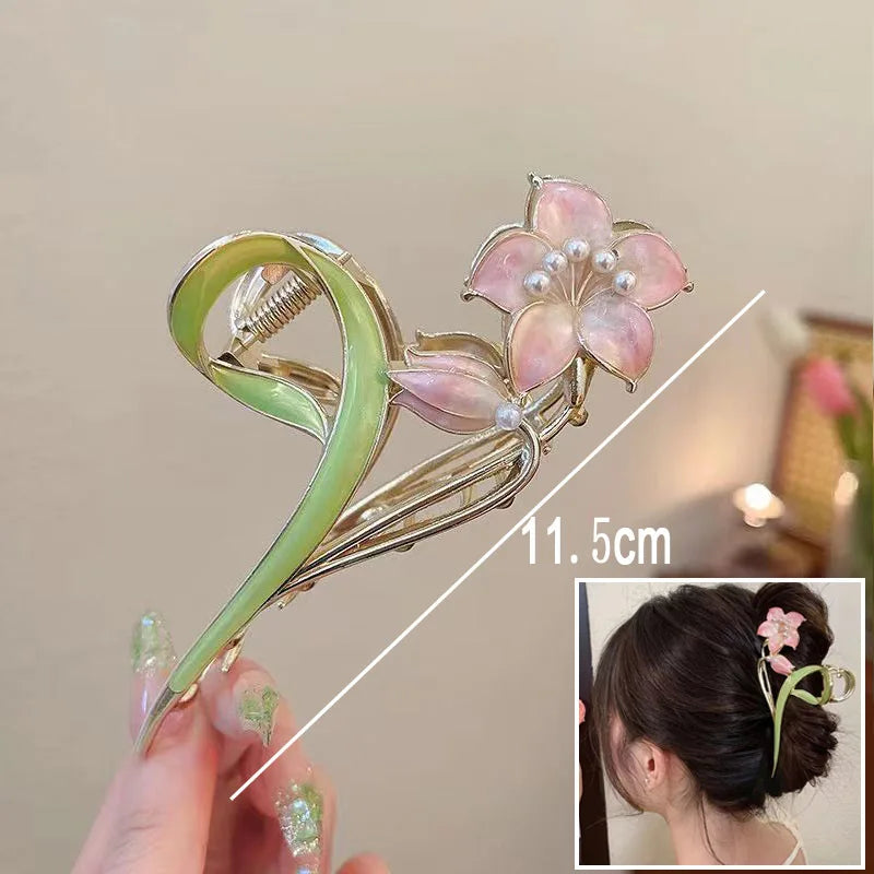 New Sweet Flower Durian Hair Claw Clip Ponytail Grab Hair Clips Shark Clip Woman Hairpins For Girl Hair Accessories Headdress