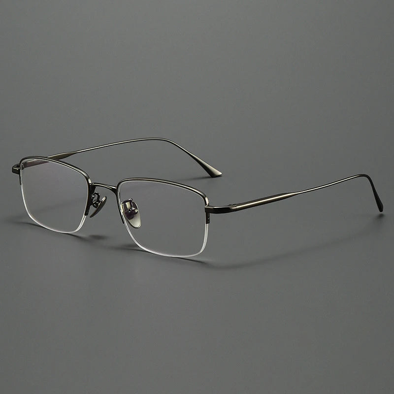 Lzabella New Men's Half Frame Glasses Business Casual Pure Titanium Frame Fashionable And Trendy Prescription Glasses 1906