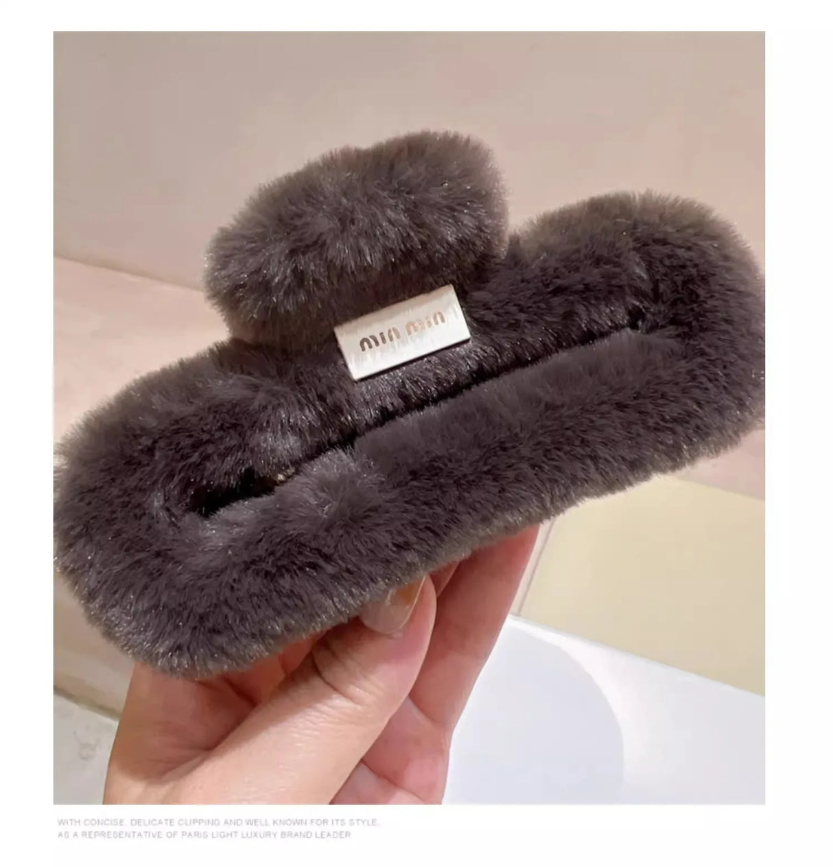 Autumn and winter trend imitation rabbit fur grab clip large square Maillard head shark clip multi-volume hair accessories
