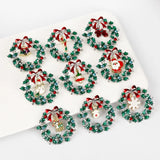 Christmas Wreath Collection Enamel Crystal Brooches With Candy Canes Bells Santa Claus Reindeer Snowman Snowflake Tree Drop