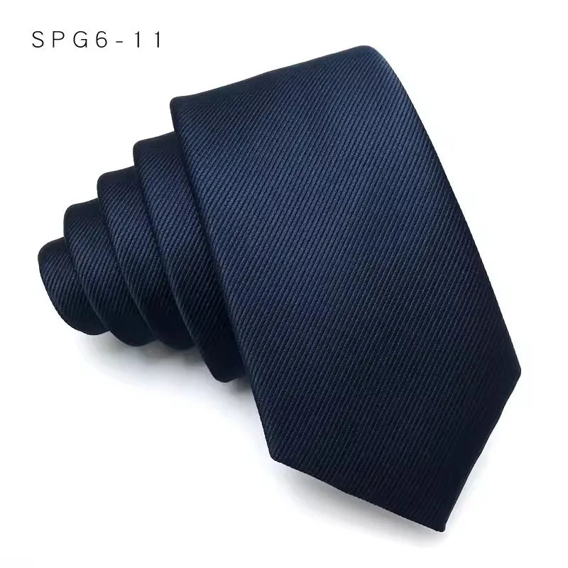 Luxury Slim Narrow Skinny 6CM Mens Necktie Neck Ties For Man Black Solid Dot Striped Jacquard Cravat Business Party Corbatas