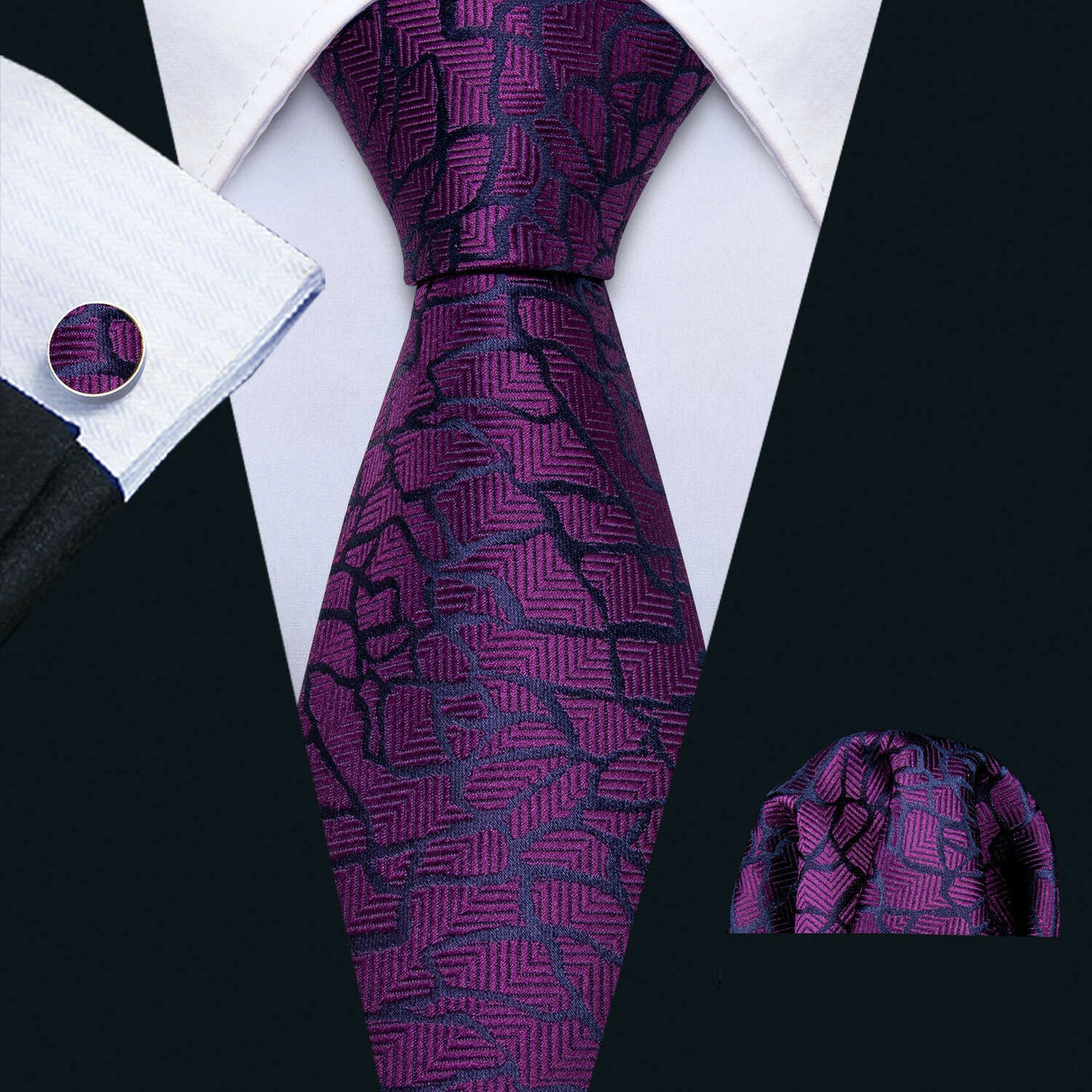 Male Gift Silk Men Tie Set Purple Violet Solid Paisley Striped Wedding Business Tie for Man Necktie Handky Cufflinks Barry.Wang