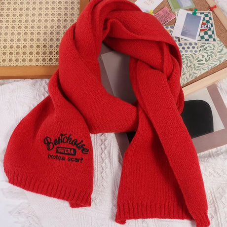 Embroidered Wool Scarf Long Cashmere Shawl Wool Scarves Winter Cashmere Scarves Korean Style Scarves Letter Long Shawl Student