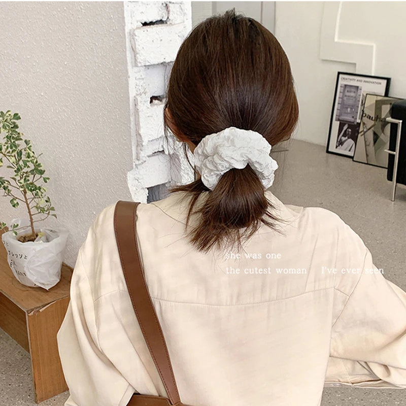 Newest Korean Woman French creases Elastics Hair Band Solid Color Scrunchies Hair Ties Ladies Ponytail Hold Hair Accessories