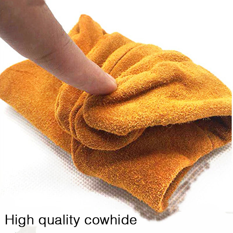 Labor Protection Cowhide Gloves Double-layer Yellow Safety Welding Wear-resistant Gloves Personal Protective Equipment