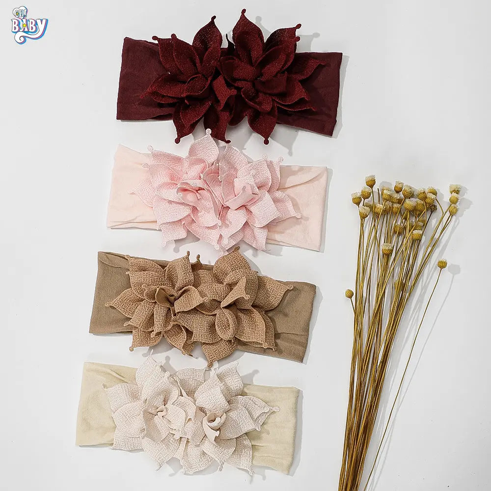 Newborn Baby Girl Headbands Baby Elastic Hair Band Head Flower Toddler Headband Cute Headwear Kids Accessories Nylon Hairban
