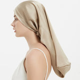 100% Mulberry Silk Sleep Cap for Long & Curly Hair Nightcap with Adjustable Hair Wrap for Woman
