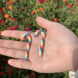 Cute Colour Candy Cane Crutch Earrings Christmas Nordic Style Handmade Weaving Red Color Santa Jewel Accessories Christmas gifts