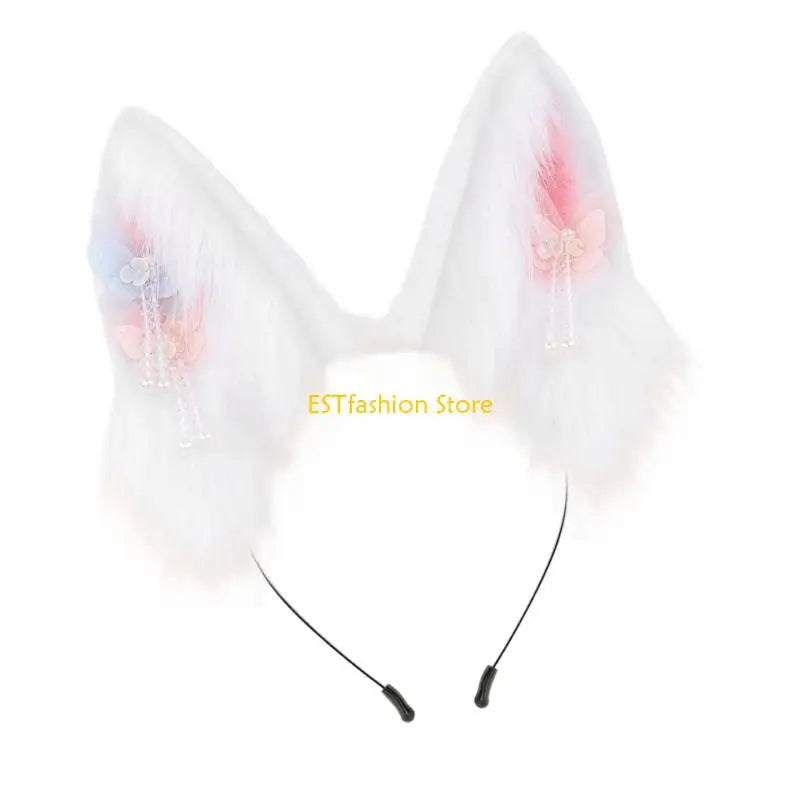 Y5GC Bendable Cats Ear Hairband Plush Animal Ear Hairband For Anime Enthusiasts Roleplay and Halloween Party DressingUp Props