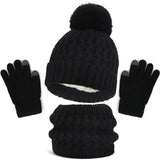 Children's Winter Hat Scarf and Gloves Luxury Set Knitted Wool Kids Warm Suit Beanie Caps For Boys Girls Hat Neck Scarf Baby Cap