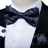 Classic Black Men Bow Ties 100% Silk Bowties Butterfly Pocket Square Cufflinks Set Suit Paisley Gold Pre-Tied Bow Tie DiBanGu
