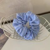 Woman Large Fresh Stripes Elastics Hair Band Versatile Scrunchies Hair Ties Ladies Ponytail Holder Girl Fashion Hair Accessories