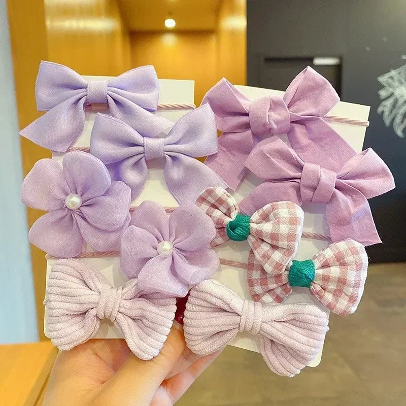 10 Pcs/Set New Baby Girl Cute Colors Flower Hair Bands Ponytail Holder Chilren Soft Scrunchies Rubber Kids Hair Accessories