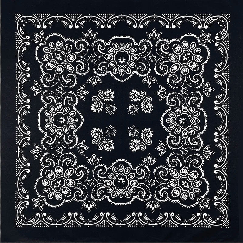 68CM Oversized Hip Hop Amoeba Cashew Cotton Square Bandana Scarf Headband Black Paisley Gifts For Men/Boys/Girls