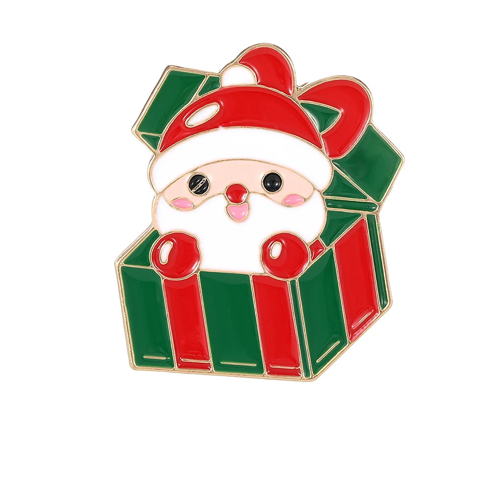 8 Styles Pretty Santa Claus Collection Brooches Candy Canes Wreath Sleigh Reindeer Tree Father Christmas Lapel Pins Xmas Gift