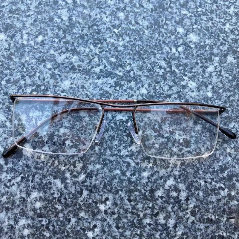 Men's business glasses frame half frame Square frame ultra light comfortable titanium alloy optical prescription Eyeglasses