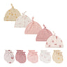 Unisex Newborn Cotton Baby Boys Sleep Headwear Solid Color Fitted Hats+Gloves Set Baby Girls Nightcap Cartoon Baby Accessories