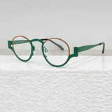 High Quality Japanese Retro Red Patchwork Round Pure Titanium Glasses Frames Men Eyeglasses Women Customizable lenses