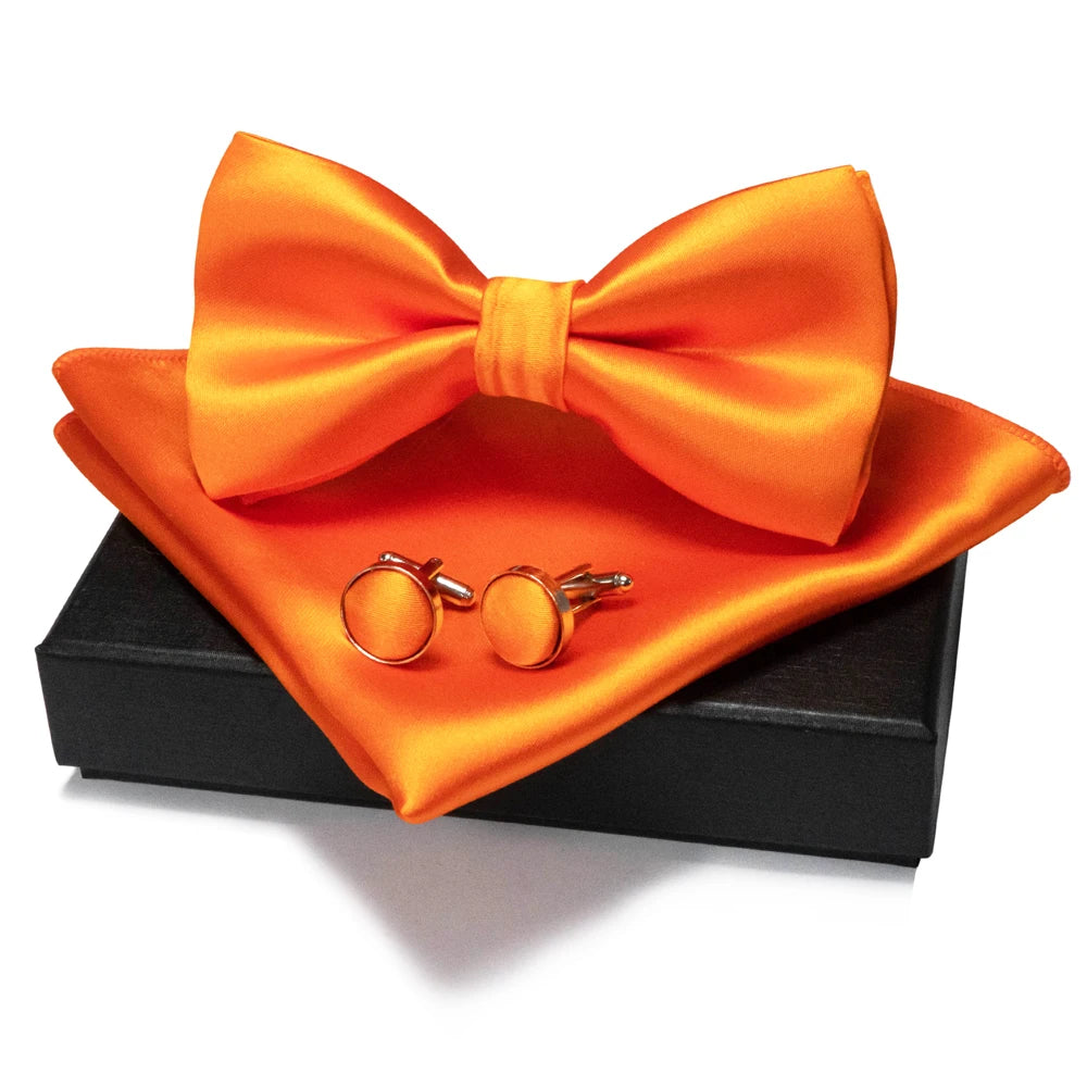 EASTEPIC Men's Bow Tie Sets Including Cufflinks and Handkerchieves Bow Ties with Adjustable Straps for Formal Occasions