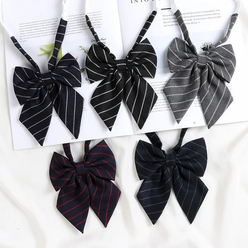 Korean style elegant Ties for men gifts Top clothes accessories Wedding  Black Gray Striped JK Ladies Collar Slim Neck Bow tie