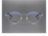 Handmade Round Titanium Glasses Frames 5518 Retro Men Double Beam Round No Screw Eyeglasses Denmark Brand Lightweight Women