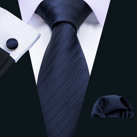 Male Luxury Neck Tie For Men Business Red Striped Silk Tie Hanky Cufflinks Set Barry.Wang Fashion Neckwear Wedding Party Casual