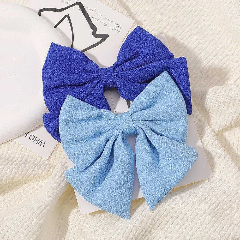 2pcs/set 4.5" Cheer Bow Hair Clip for Kids Lovely Grosgrain Ribbon Hairgripes Girls Delicate Bowknot HairPins Baby Headwear Set
