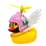 Rubber Duck Toy Car Ornaments Yellow Duck Car Dashboard Decorations Motor Accessories Yellow Duck Ornaments with Helmet for Bike