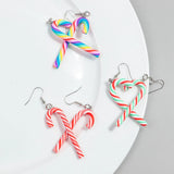 1 Pair Candy Cane Earrings Ladies Girls Christmas Ornaments Accessories Jewelry Gifts