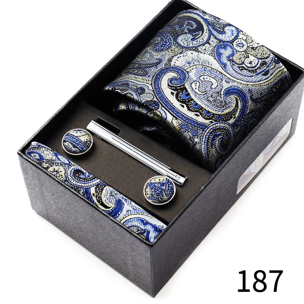 Men's Tie Gift Box With Neckties Handkerchiefs Cufflinks Tie Clips 6-Piece sets Group Business Wedding Festival Formal Ties