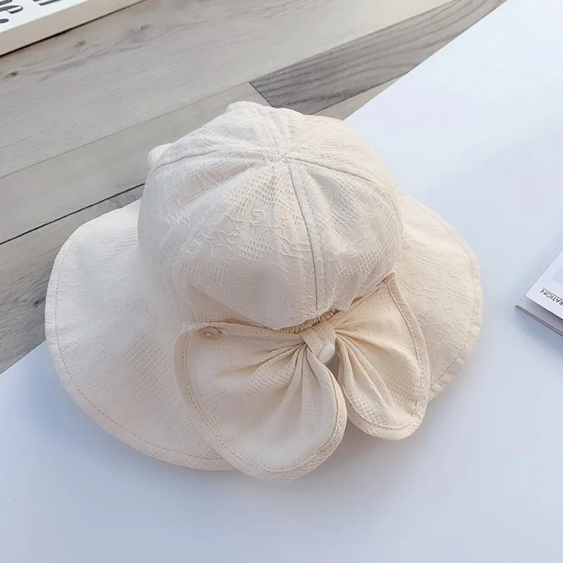 Sweet Baby Summer Hat for Girls Cotton Fruit Print Kids Bucket Hats Bowknot Princess Children Sun Cap Beach Travel 1-3Y