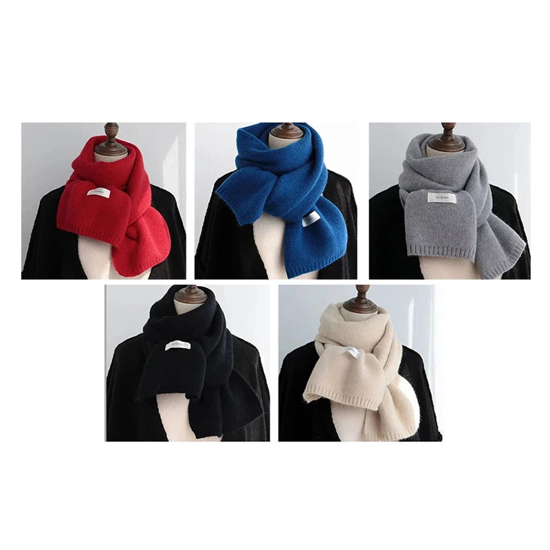 1Pc New Winter INS Solid Colour Knitted Warm Windproof And Versatile Scarf Coat Fashion Accessories