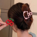 2023 Kawaii Hair Clip Bear Cherry Cat Alloy Girls Hair Claws Clips for Women Hair Accessories Korean Trendy Hairpins Head Wear