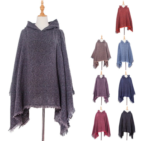 Fashion Autumn/Winter Knitted Hooded Cape Solid Colour Pullover Cape Warm Scarf Top Women Fashion Blouse 2023 T Shirt For Women