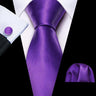 Barry.Wang Purple Lilac Lavender Silk Mens Tie Handkerchief Cufflink Set Jacquard Floral Necktie for Male Wedding Business Party