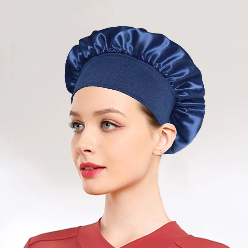 Newly Satin Night Hair Cap Women's Solid Sleeping Hat Sleep Care Bonnet Nightcap For Women Unisex Cap