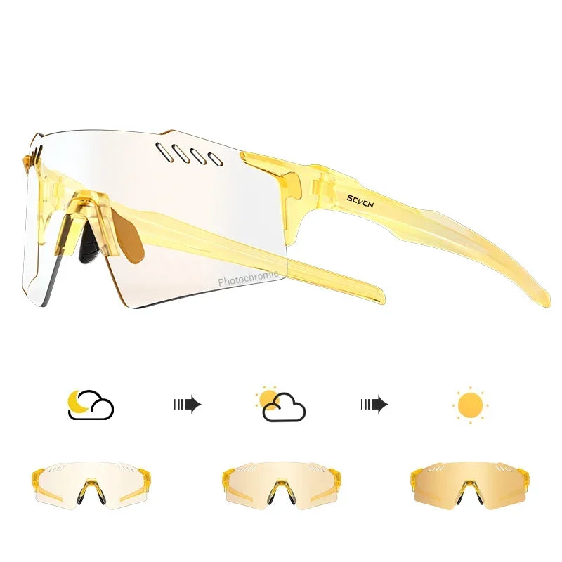 SCVCN UV400 Photochromic Cycling Glasss Sports Running Sunglasses Men Outdoor Drving Bicycle Goggles MTB Eyewear 1 Lens