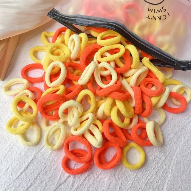 50/100Pcs Colorful Basic Nylon Ealstic Hair Ties for Girls Ponytail Hold Scrunchie Rubber Band Kid Fashion Hair Accessories