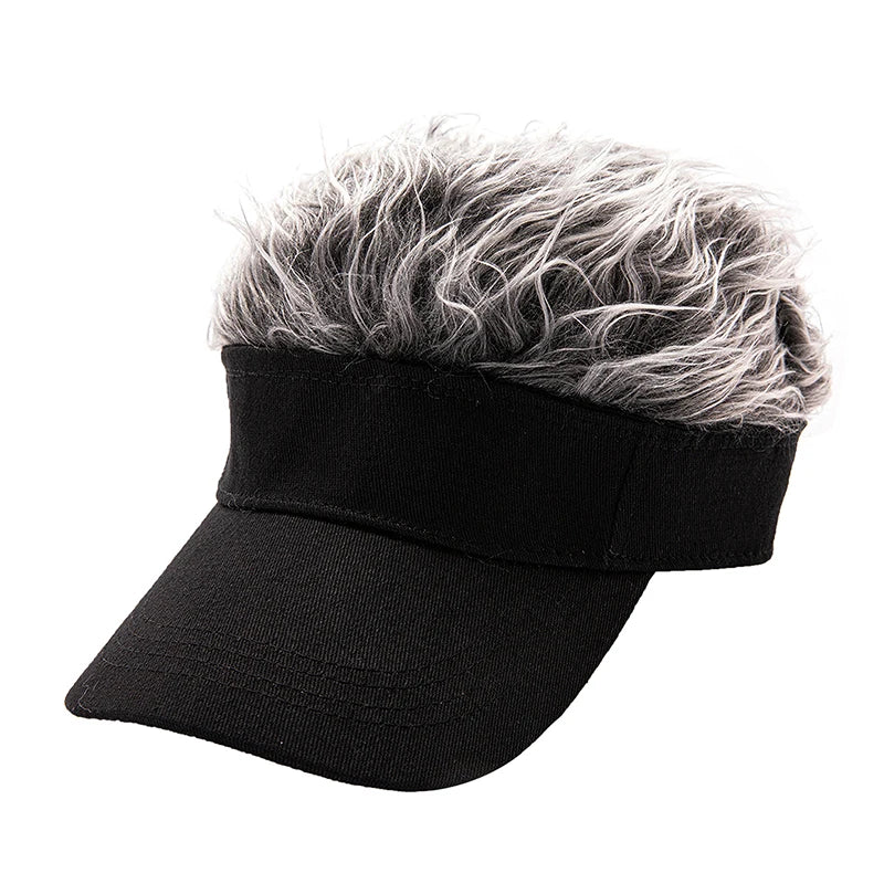 Golf Baseball Cap with Fake Flair Hair Cap Sun Visor Fun Toupee Hats Mens Womens Spiked Hairs Wig Hat