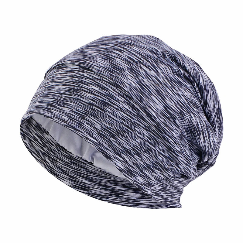 Women Men Sleeping Hat Baggy Beanie Satin Lined Night Unisex Sleep Cap Hair Care Bonnet Hair Loss Nightcap Pullover Hat Headwear