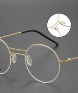 Handmade Round Titanium Glasses Frames 5518 Retro Men Double Beam Round No Screw Eyeglasses Denmark Brand Lightweight Women