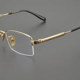 2024 High Quality Handmade Titanium Half Frame Computer Glasses Men Women Luxury Retro Rectangle Eyeglass Frame Optical Eyewear