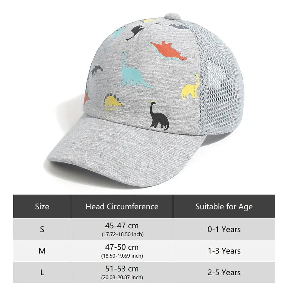 Printed Dinosaur Kids Sun Hat Toddler Baseball Hat for Baby Boys Girls Cap Age 0-5Y Sun Hat