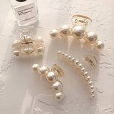 Simulated Pearl Hair Claws for Women Korean Acrylic Hair Clips Girls Large Size Barrette Shark Clip Fashion Hair Accessories